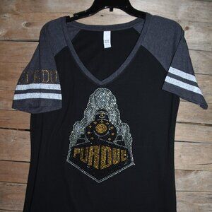 Purdue  rhinestone short sleeve shirt PURDUE  on sleeve XS S M L XL XXL 3X 4X